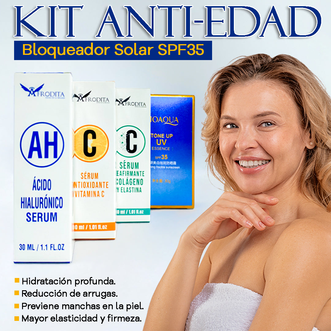 KIT ANTIEDAD AFRODITA + BLOQUEADOR BIOAQUA SPF 35